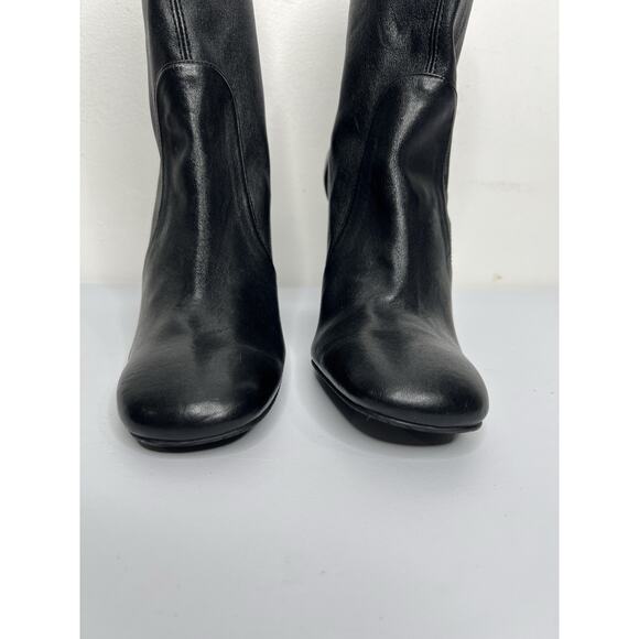 Stuart Weitzman Curveblock 100 Square Leather Bootie Sock Black Size 11 & 11.5 - Picture 6 of 15